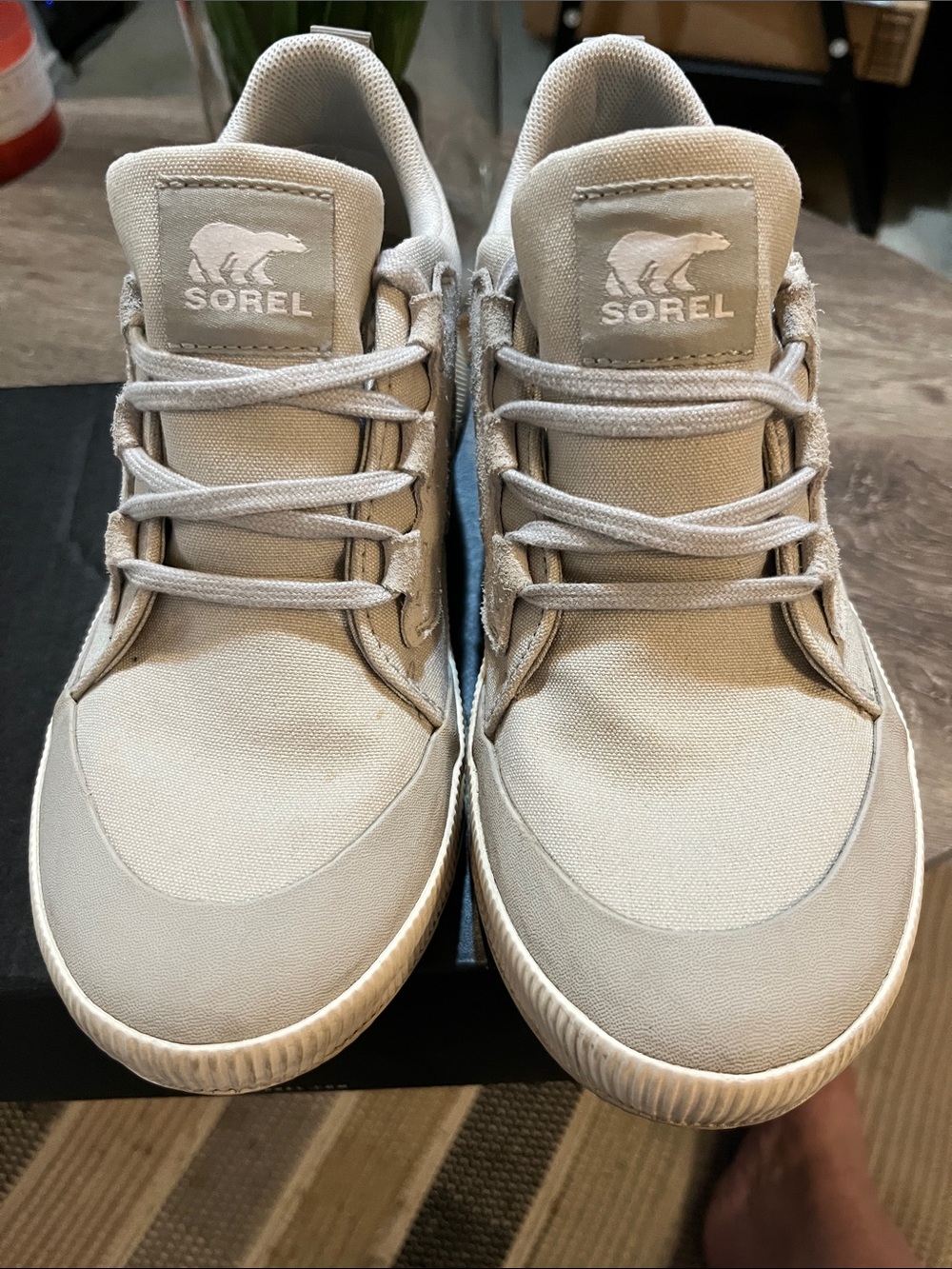 Sorel Out N About III Low Canvas Waterproof Sneakers in Moonstone/Sea Salt 9.5